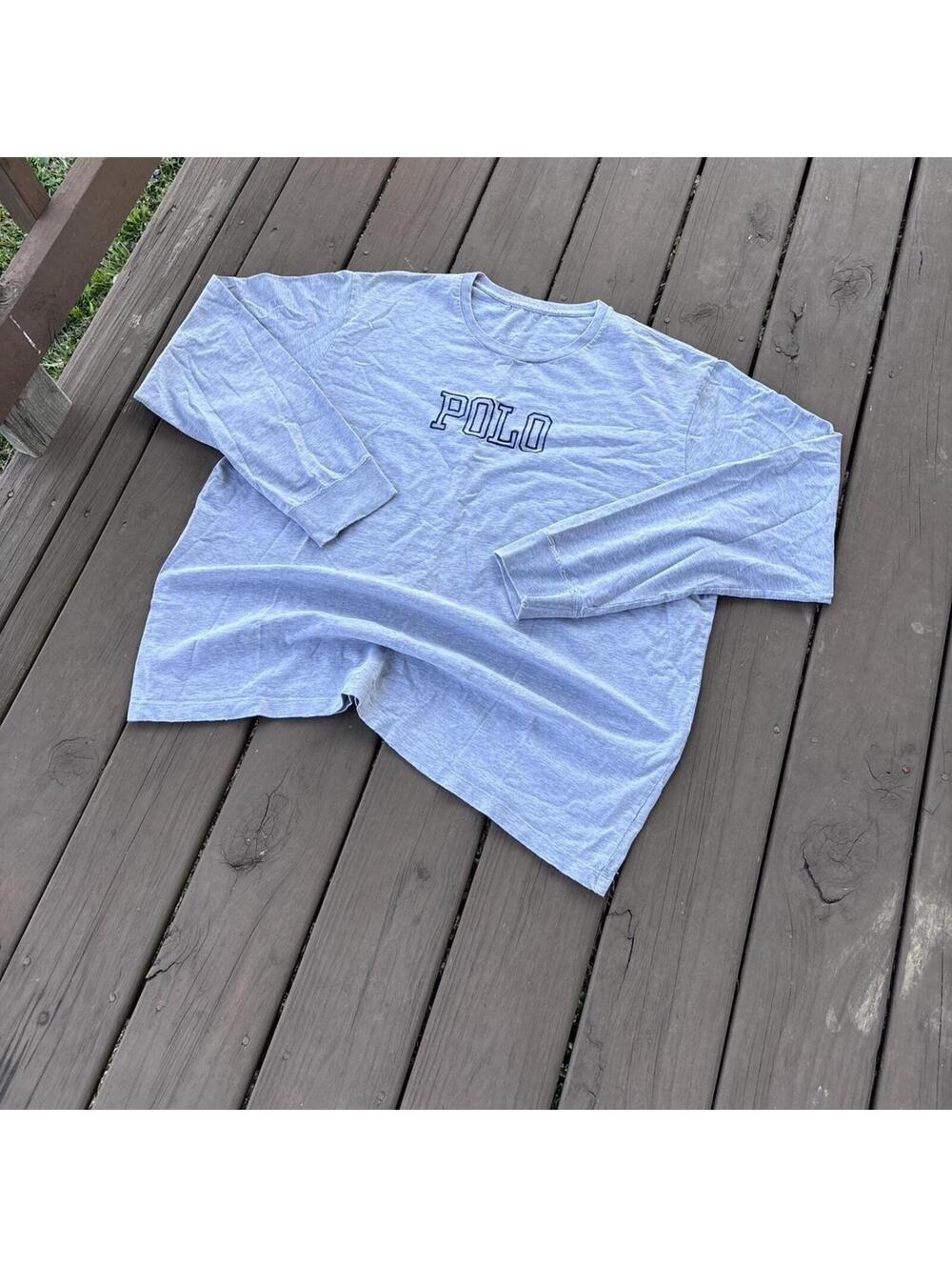 Polo Ralph Lauren Long Sleeve Tee – Grey Logo Shirt Essential Men’s XL 25x27